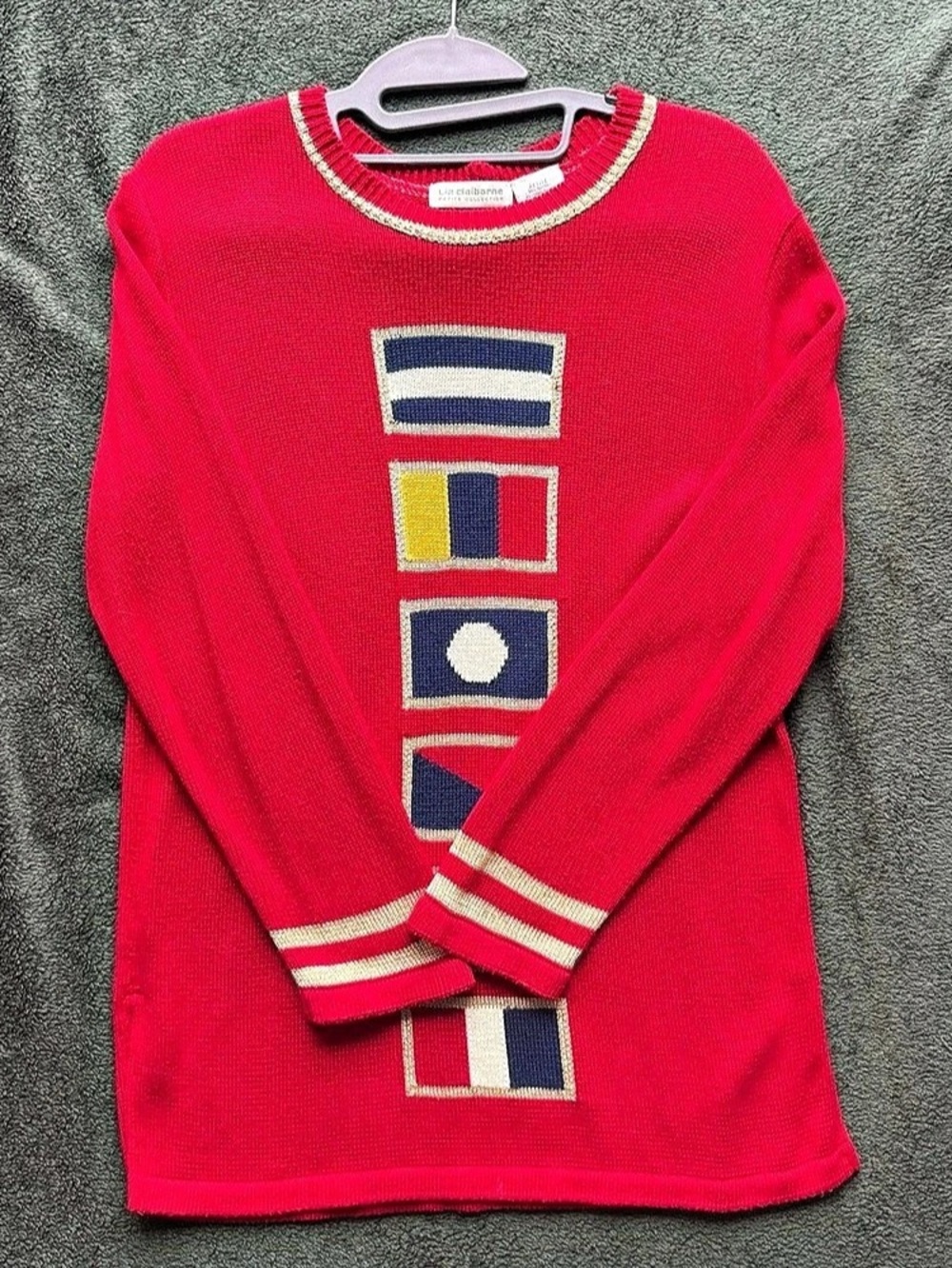 Liz Claiborne Geometric Sweater Red Petite S